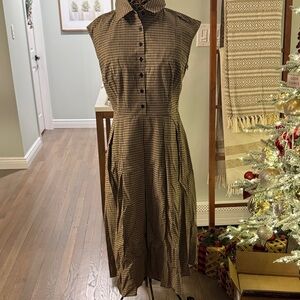 RIHOAS Checkered Button-Down Midi Dress